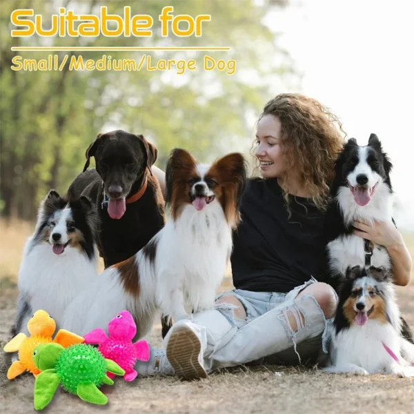 Jouets à mâcher pour chien en forme de tortue Jouet à mâcher pour chien multifonctionnel en TPR Nettoyage des dents pour les petits et moyens grands chiens pour les garder occupés – Image 6