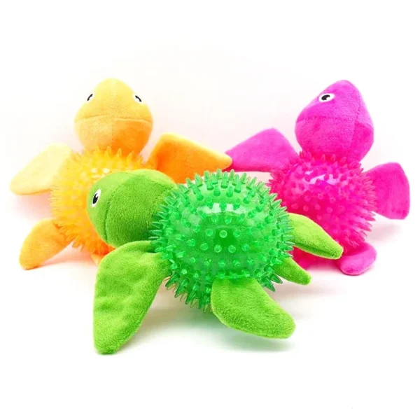 Jouets à mâcher pour chien en forme de tortue Jouet à mâcher pour chien multifonctionnel en TPR Nettoyage des dents pour les petits et moyens grands chiens pour les garder occupés – Image 3