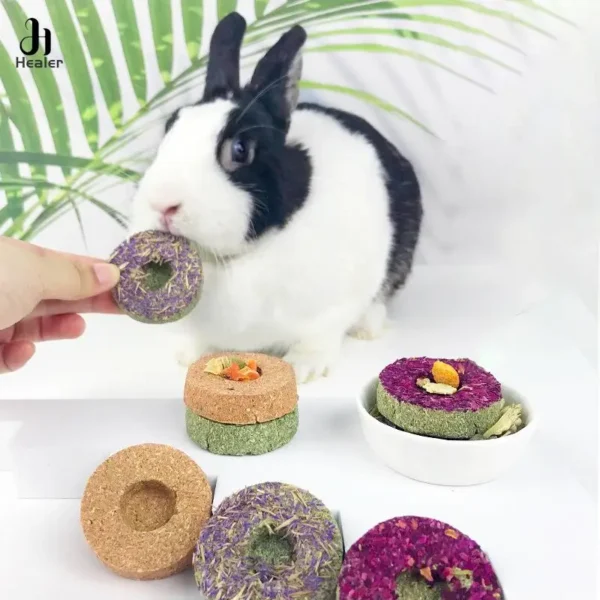 Cake d'herbe pour hamster, lapin, jouet à mâcher naturel pour petits animaux, friandises pour lapin – Image 2