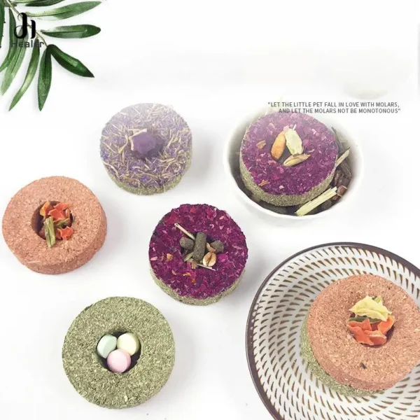 Cake d'herbe pour hamster, lapin, jouet à mâcher naturel pour petits animaux, friandises pour lapin – Image 3